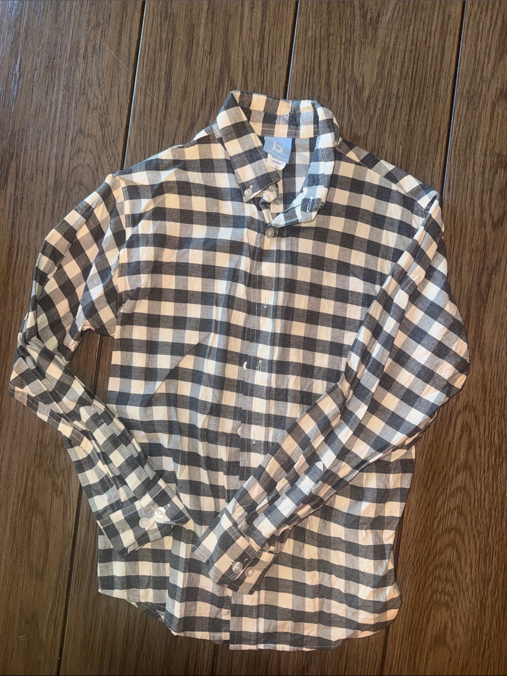 bella bliss Dark Gray and White Check Button-Down Shirt